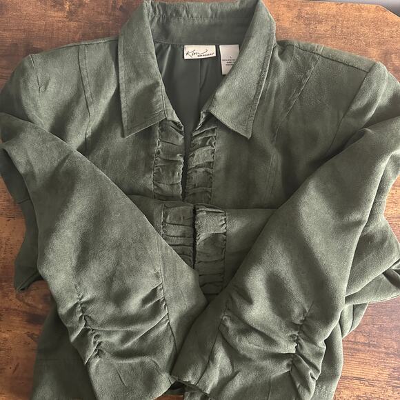Kim Rogers Jackets & Blazers - Kim Rogers Open Front Faux Suede Blazer Jacket Size Large Lined 3/4 Sleeves